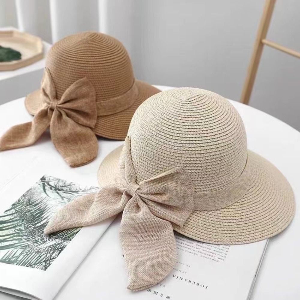 หมวกมีปีกกว้างระบายอากาศได้ดีต - Bucket Hat Straw บทวิจารณ์และราคา