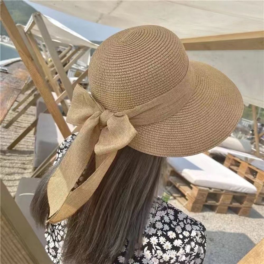 หมวกมีปีกกว้างระบายอากาศได้ดีต - Bucket Hat Straw บทวิจารณ์และราคา