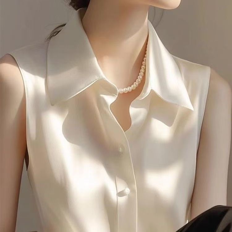 เสื้อกล้ามแขนกุดคอปกโปโลซาตินฝ - Shirt Camp Collar บทวิจารณ์และราคา