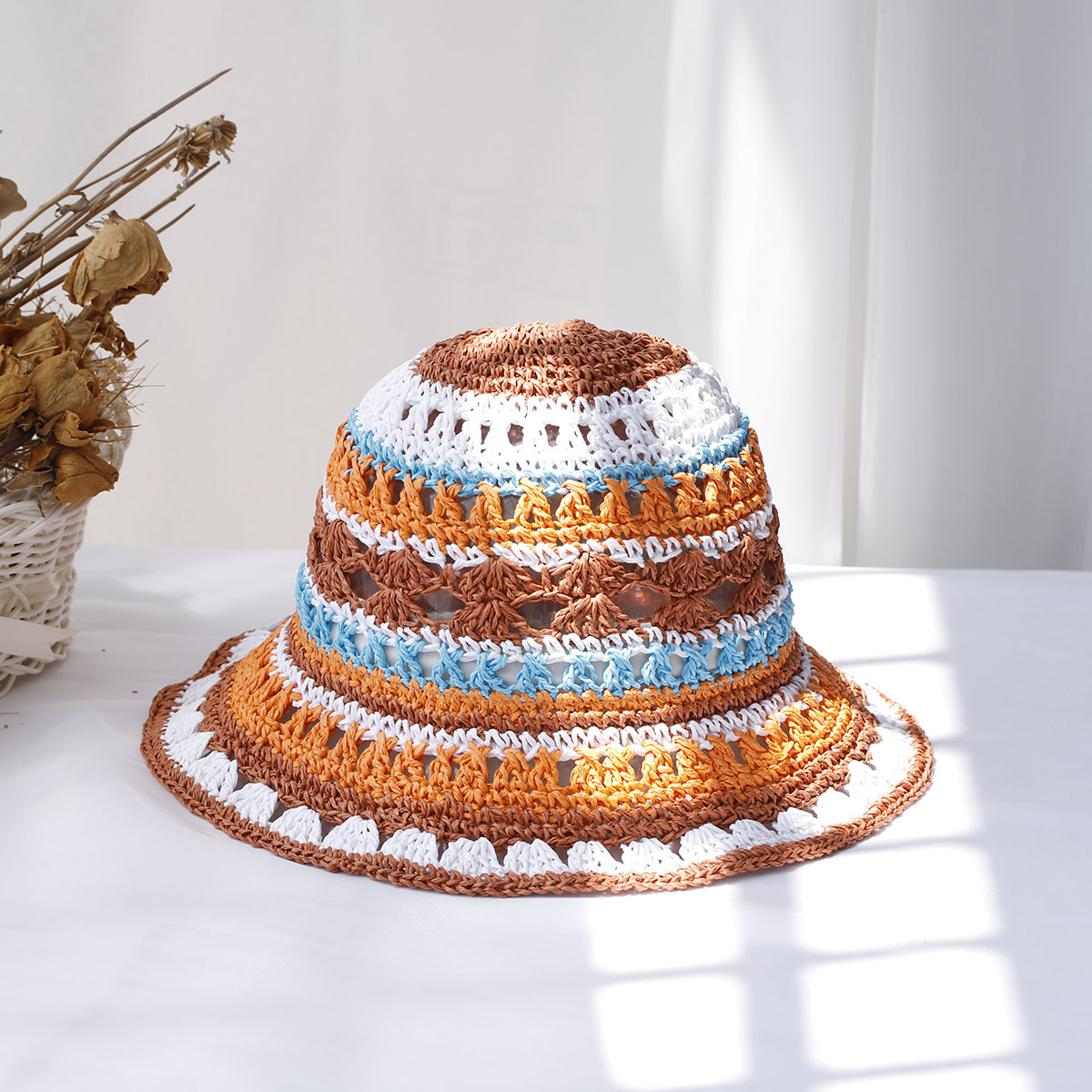 หมวกผู้หญิงหมวกถักลาย Topi Buc - Bucket Hat Straw บทวิจารณ์และราคา