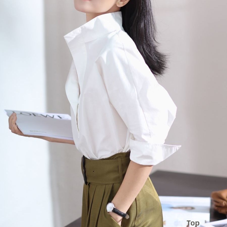 เสื้อเชิ้ตแขนกุดทรงหลวม คอตั้ง - Shirt Camp Collar บทวิจารณ์และราคา