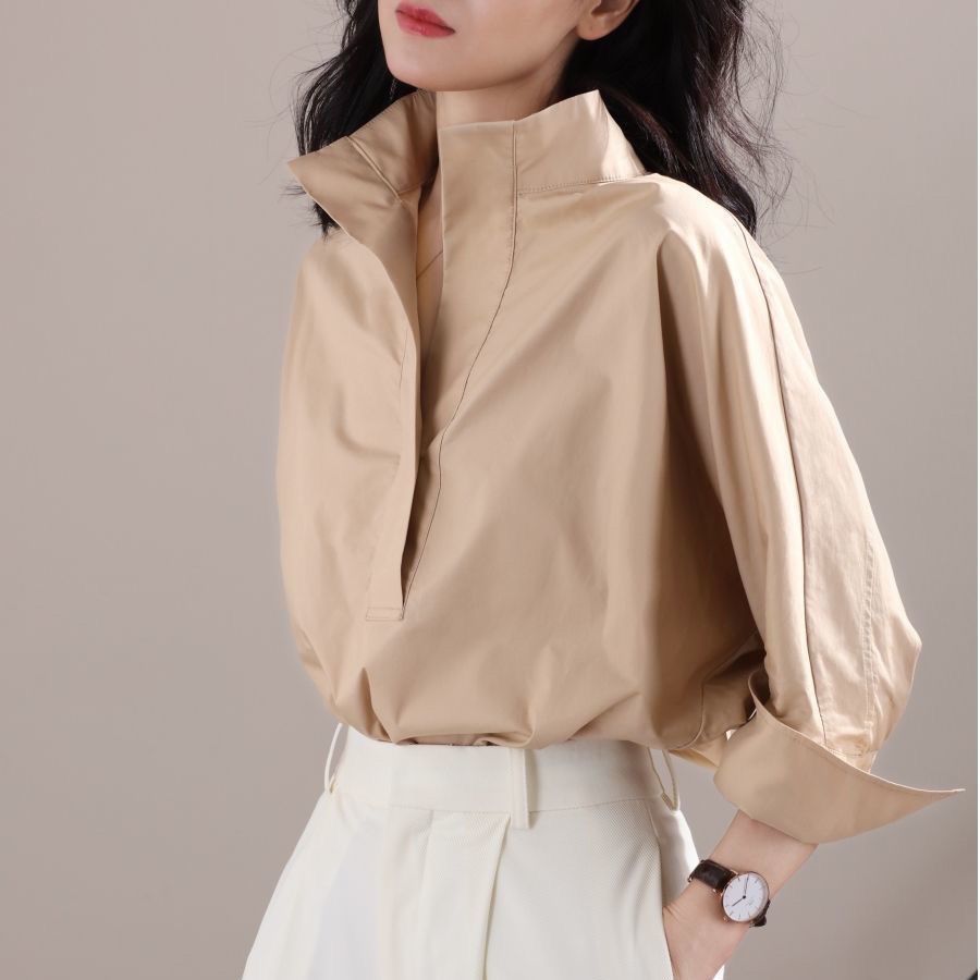 เสื้อเชิ้ตแขนกุดทรงหลวม คอตั้ง - Shirt Camp Collar บทวิจารณ์และราคา